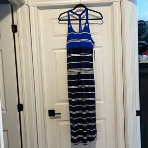 Athleta tank style maxi nautical stripes dress size large new with tags